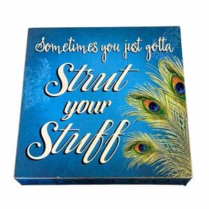 10/$25🦋 Cracker Barrel 8" x 8" STRUT YOUR STUFF Peacock Wall Art/Tabletop Decor